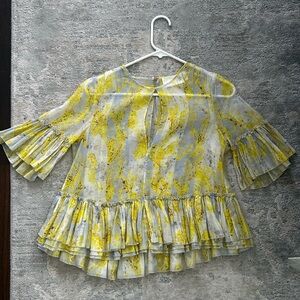 H&M Yellow Floral Top Size 4